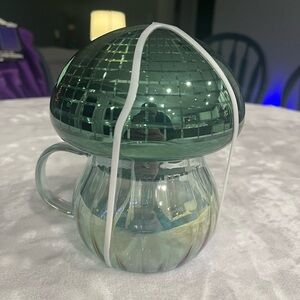 T.J.Maxx Green Glass Mushroom Mug